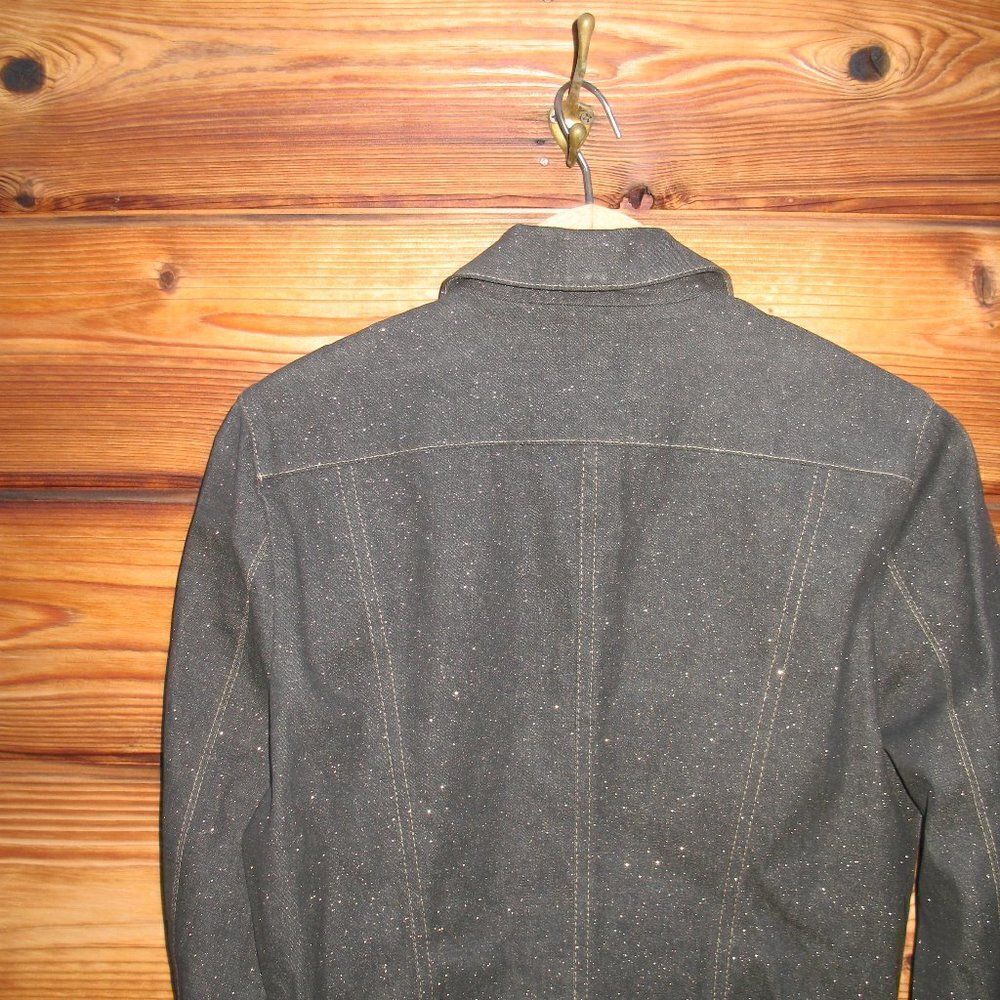 NWT Vintage Black Glitter Denim Jean Jacket - Picture 7 of 9